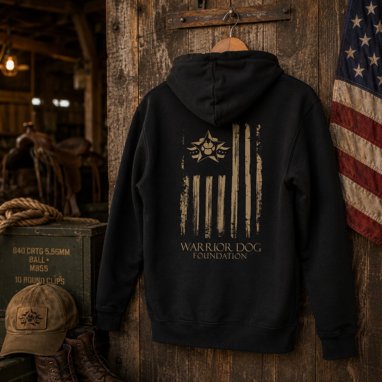 Warrior Dog Foundation Flag Hoodie - Black