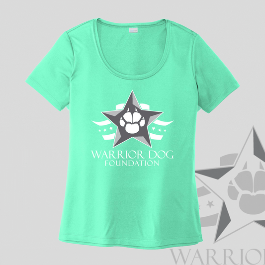 Warrior Dog Foundation Ladies Posi-UV Pro Scoop Neck Tee - Bright Seafoam
