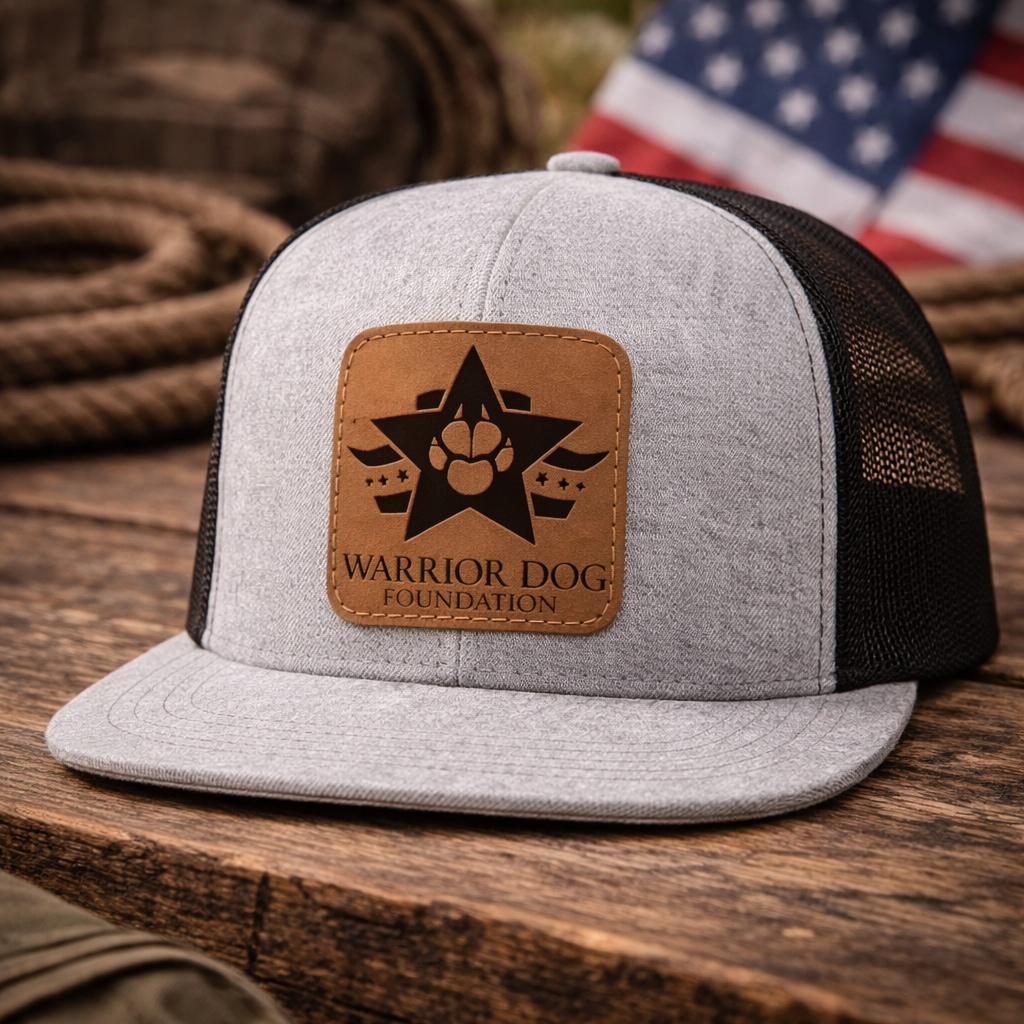 Warrior Dog Foundation Snapback Hat with Leather Patch - Gray