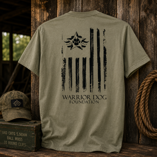 Warrior Dog Foundation Flag T-Shirt - Olive Drab