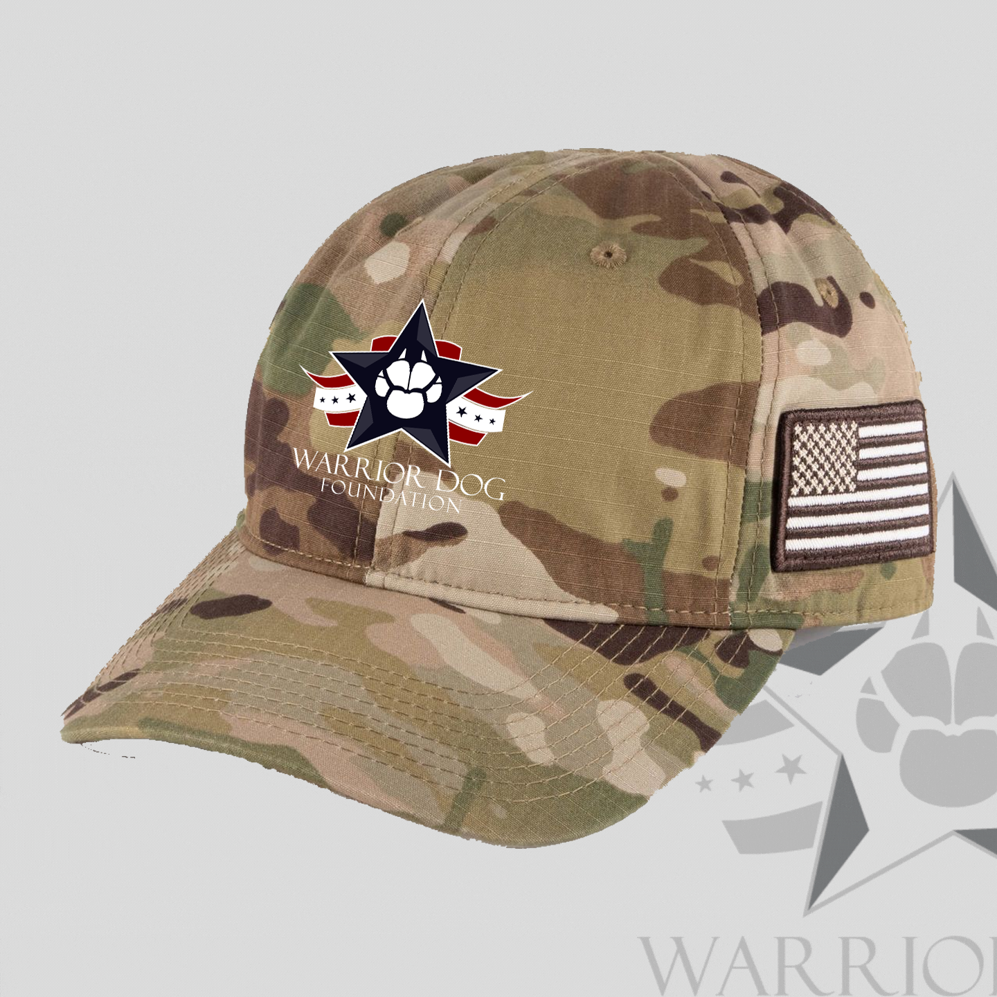 Warrior Dog Foundation Tactical Multicam Cap with Flag